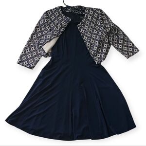 Stylish Navy Dress with Geometric Jacket Jessica Howart 4P